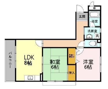 ファミリーハイツ蒲生(2LDK/1階)の間取り写真
