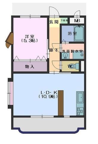 アステル西条 A(1LDK/3階)の間取り写真