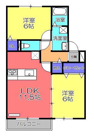 セジュールアースマーシIV(2LDK/1階)の間取り写真