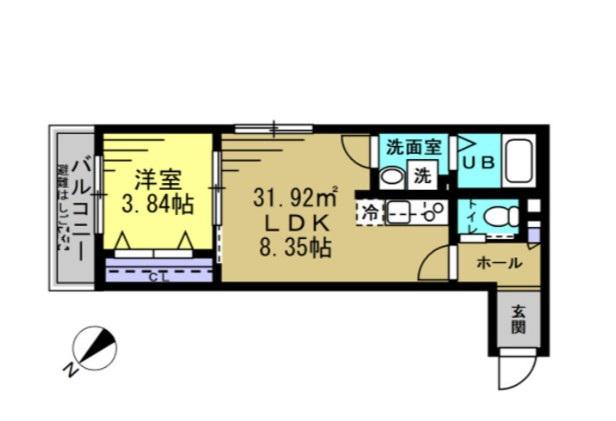 RIZE柏たなかII(1LDK/1階)の間取り写真