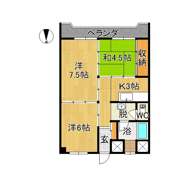 マンション瑞凰(3K/3階)の間取り写真