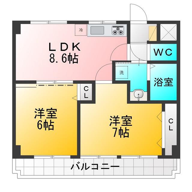 西武ルミエール武蔵関マンション(2LDK/4階)の間取り写真