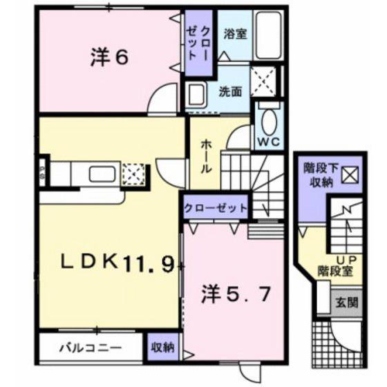 プランドール (2LDK/2階)の間取り写真