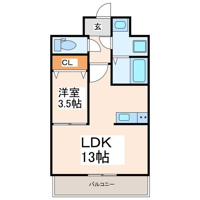 ギャラン熊本駅前(1LDK/9階)の間取り写真