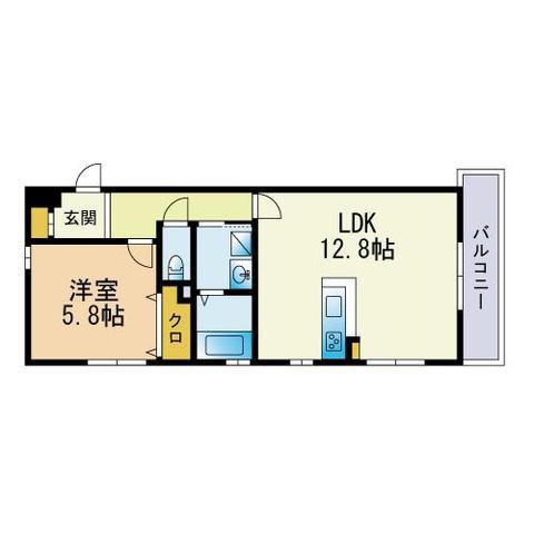 アビタシオン昭代(1LDK/1階)の間取り写真