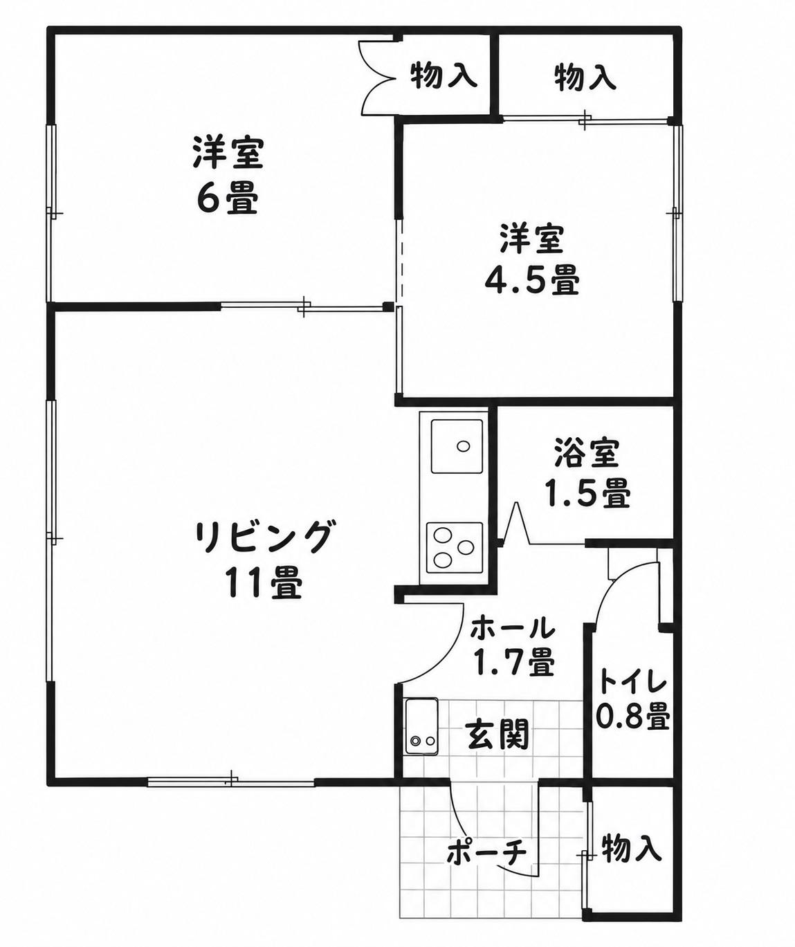 北海道釧路市愛国東2丁目27ー13 MAJEハイツ2階2(2LDK/2階)の間取り写真