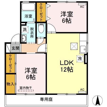エトワール(2LDK/1階)の間取り写真