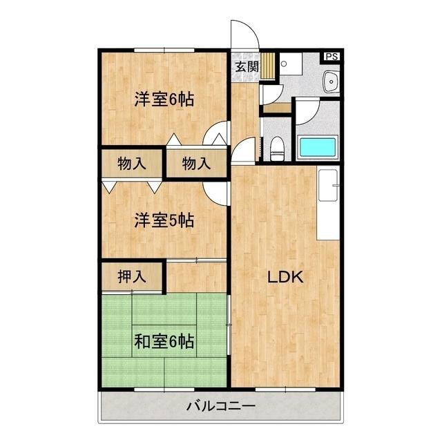 グランメール酒門(3LDK/3階)の間取り写真