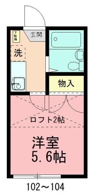 うのもりハウス(1K/1階)の間取り写真