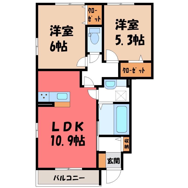 ハーベスト・ムーンI(2LDK/1階)の間取り写真