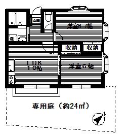 センチュリー湘南(2LDK/1階)の間取り写真