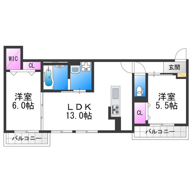 エスポワレジデンス(2LDK/2階)の間取り写真