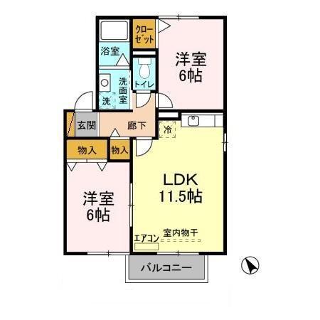 ラ・パストラル・C棟(2LDK/2階)の間取り写真