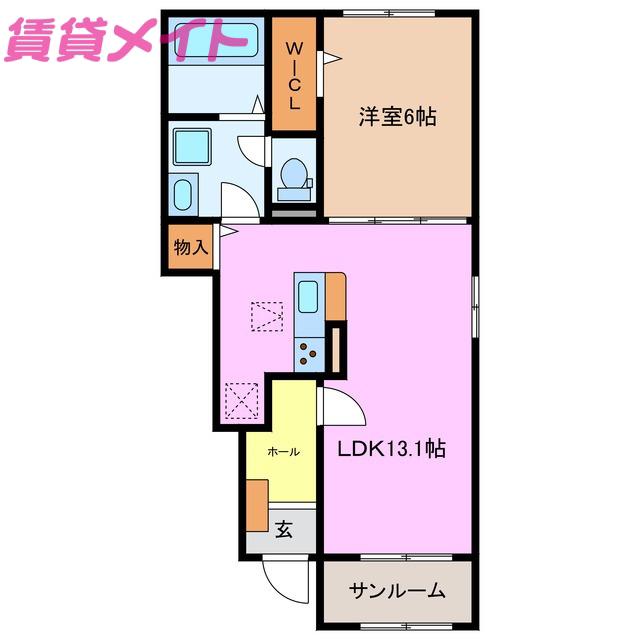 ベルパス・K(1LDK/1階)の間取り写真