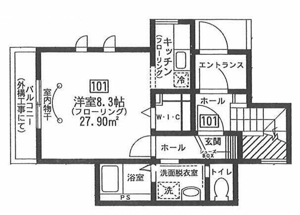 COZY PERCH(1K/1階)の間取り写真
