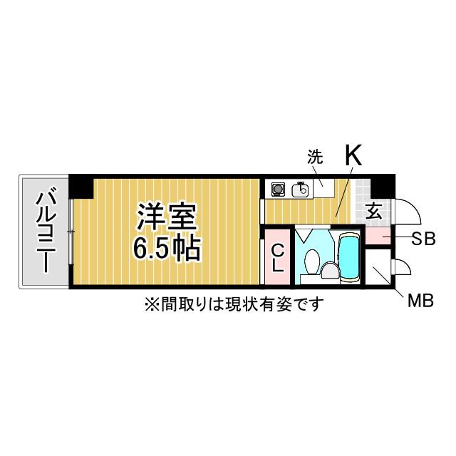 サクセス本多聞(1K/4階)の間取り写真