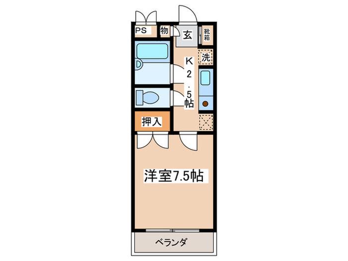 荒川マンション(1K/2階)の間取り写真