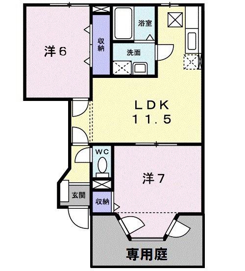 エスポワールA(2LDK/1階)の間取り写真