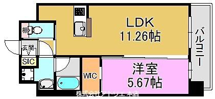 プレジオ森河内ASIAN(1LDK/15階)の間取り写真