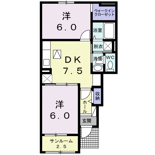 VILLA VERDE(2DK/1階)の間取り写真