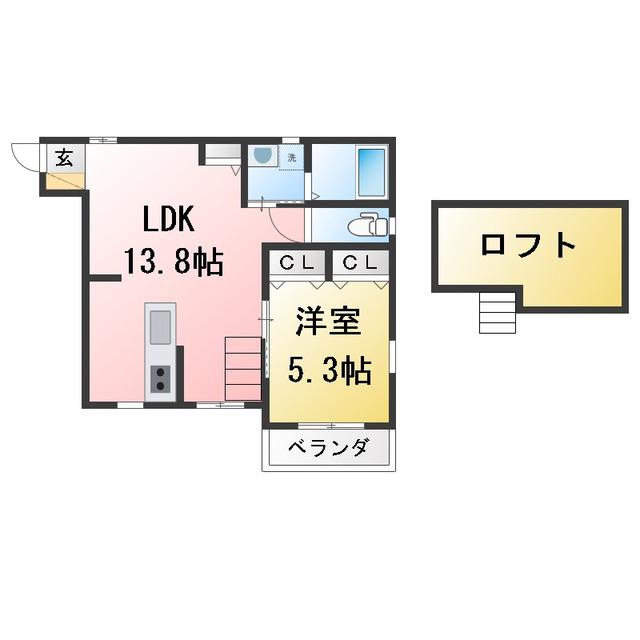 シュペリュール(1LDK/2階)の間取り写真