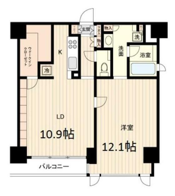 レジデンス白金パークフロント(1LDK/8階)の間取り写真