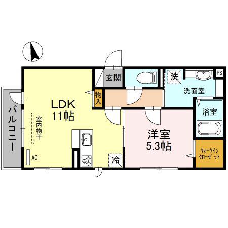 グラジオラス(1LDK/3階)の間取り写真