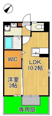 アンバーウッド(1LDK/1階)の間取り写真