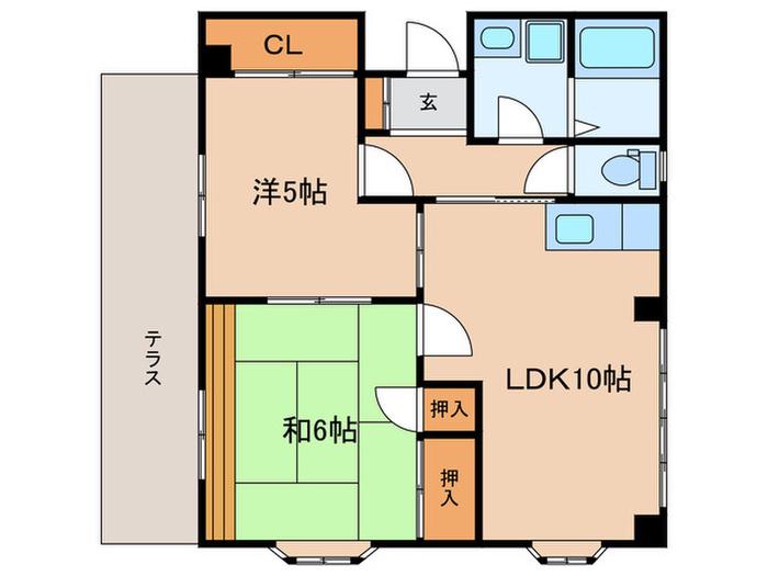 小杉町アパートメントハウスB棟(2LDK/1階)の間取り写真