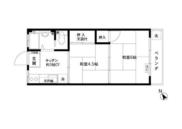 コーポ日吉台(2K/3階)の間取り写真