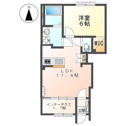 リヤンII(1LDK/1階)の間取り写真