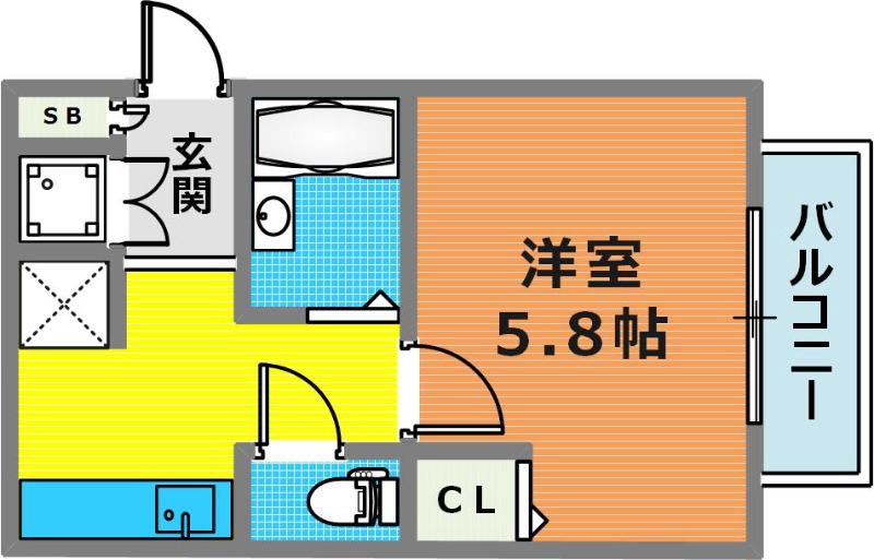 エスポワール神戸(1K/3階)の間取り写真
