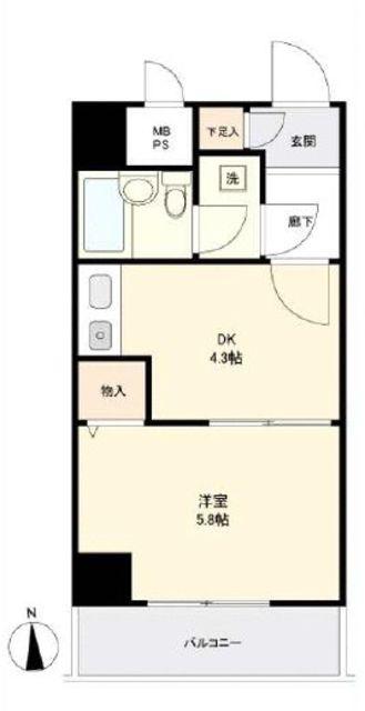 ライオンズマンション相模原第3(1K/4階)の間取り写真