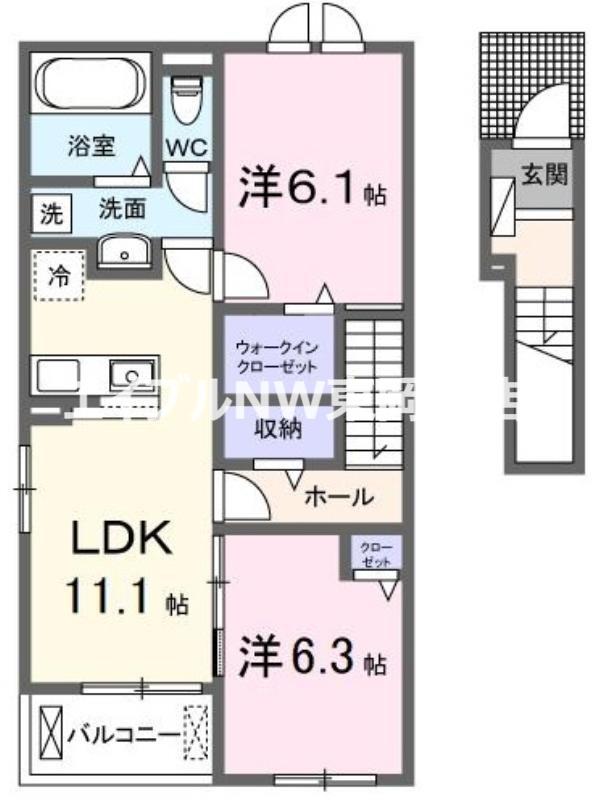 フェリスガーデン(2LDK/2階)の間取り写真