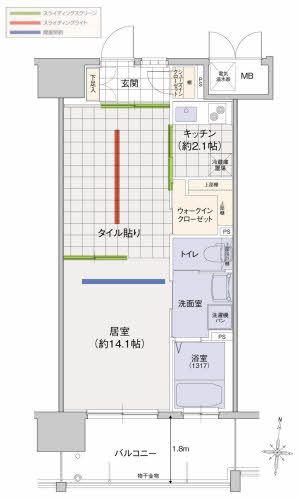 ミッド・シティ岡山(1K/7階)の間取り写真