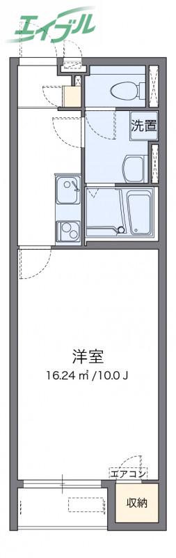 クレイノシャイン万倍(1K/2階)の間取り写真