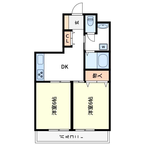 立山ハイツ(2DK/4階)の間取り写真