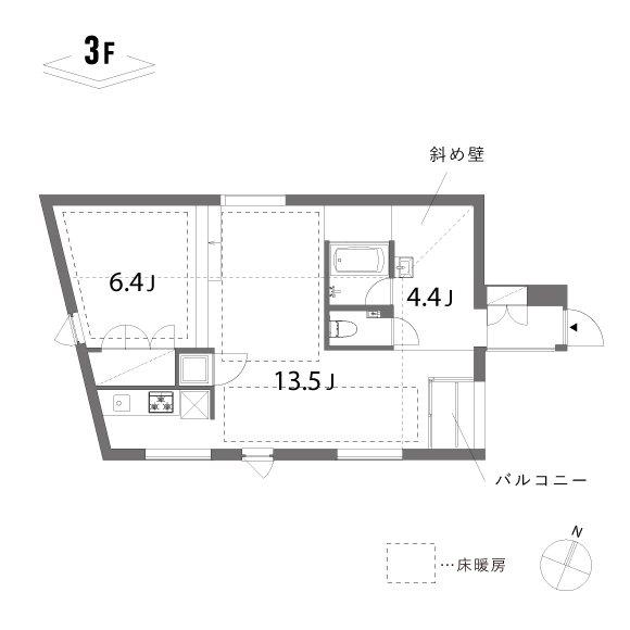 KIF ANNEX キフアネックス(ワンルーム/3階)の間取り写真
