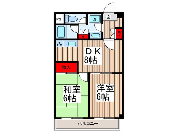 ヴィラカルティエ(2DK/3階)の間取り写真
