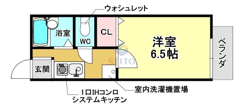 ラフィーネVI(1K/1階)の間取り写真