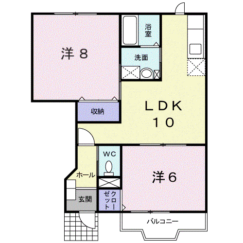 セピアパロス(2LDK/1階)の間取り写真
