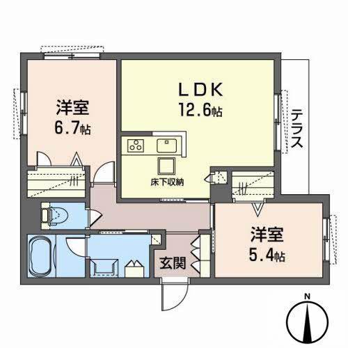 シャーメゾンクレール(2LDK/1階)の間取り写真