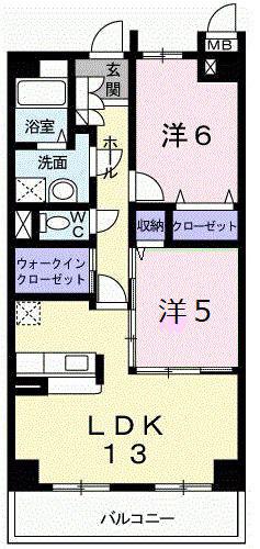エクセレントヒルII(2LDK/2階)の間取り写真