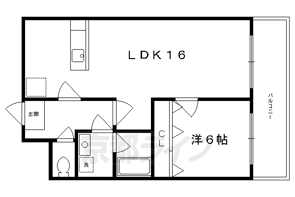 地下鉄烏丸線 北山駅(京都) 徒歩33分 3階建 築39年(1LDK/1階)の間取り写真