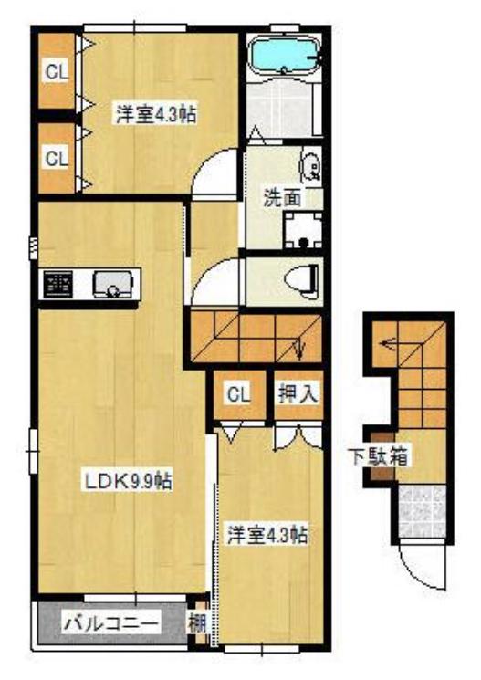 ソラーナ(2LDK/2階)の間取り写真