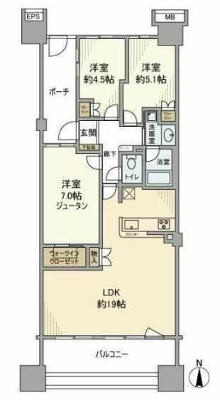 ヨコハマオールパークス二街区(3LDK/9階)の間取り写真