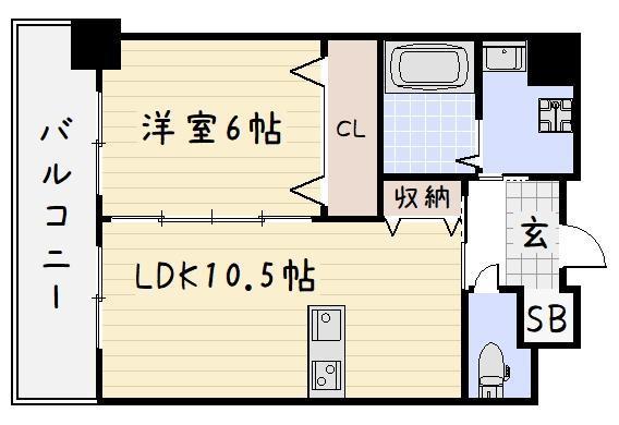 フェルト716(1LDK/9階)の間取り写真