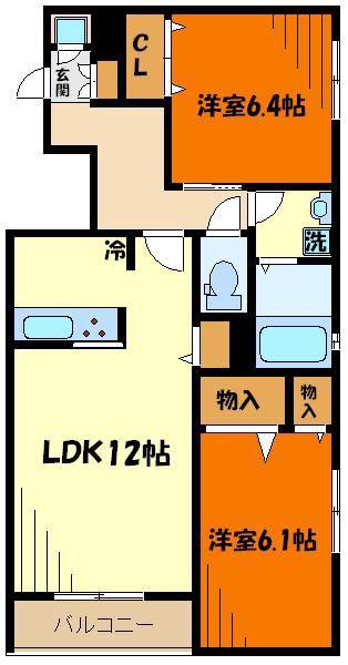 VIII番館(2LDK/2階)の間取り写真
