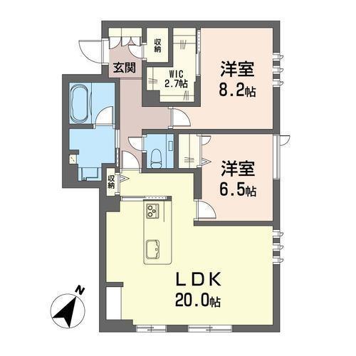 テレノ・エレヴァド(2LDK/1階)の間取り写真