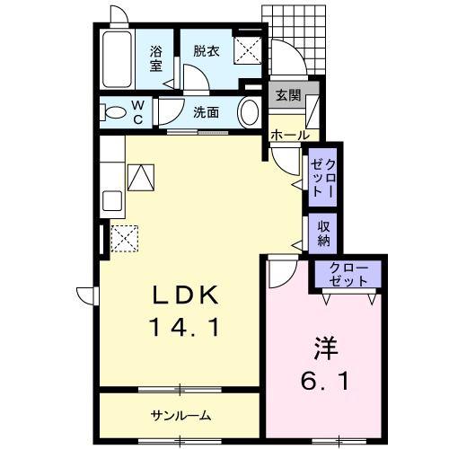 アプリーレ(1LDK/1階)の間取り写真